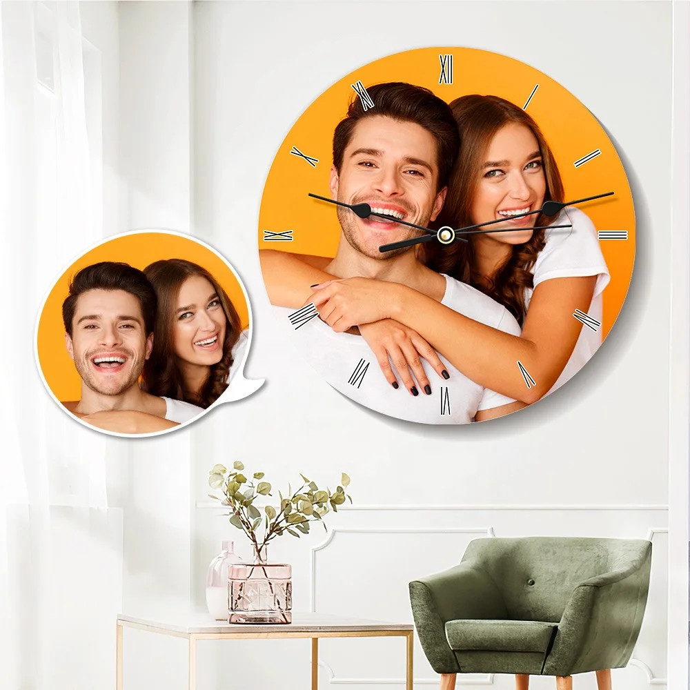 

Diy Wall Clock Home Decoration Custom Photo Round Modern Wall Clocks For Couples, Customized color