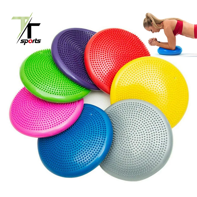 

TTSPORTS Colorful Inflated Air Stability Wobble Cushion Yoga Stability Balance Board Disc for Physical Therapy Exercise Massage, Customized
