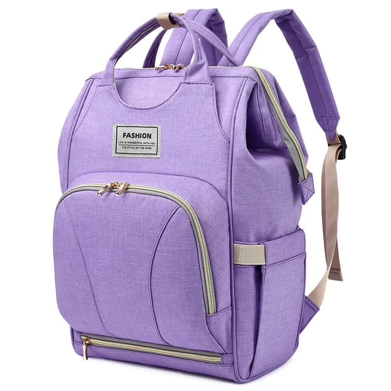 

2020 New Stylish Waterproof Baby Diaper Bag Backpack Large Capacity Mummy Nappy Bag Multi-function RFID Protect Napkin Knapsack, Pink/grey/purple