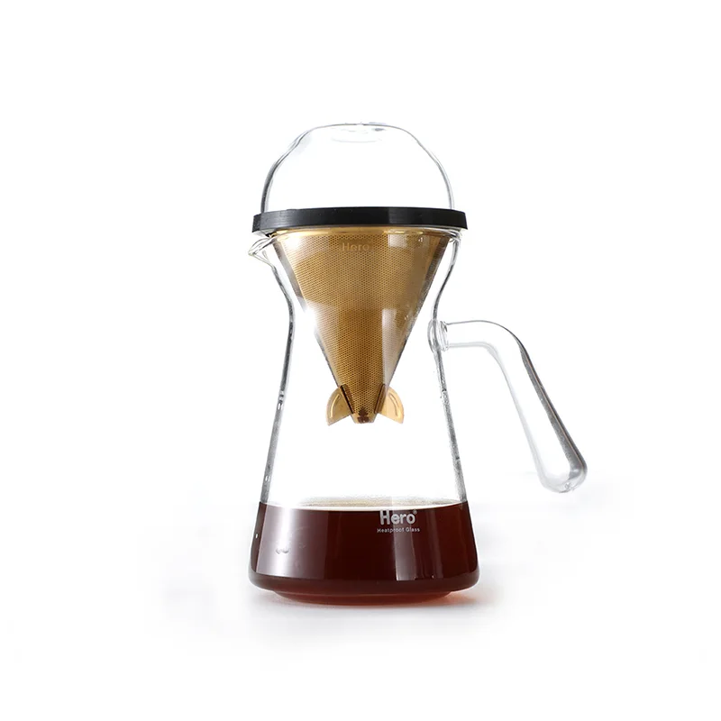 

New Ecocoffee Creative Pour Over V60 Dripper 1-4 Cups Barista Coffee Accessories Heat Proof Glass Brewer, Transparent