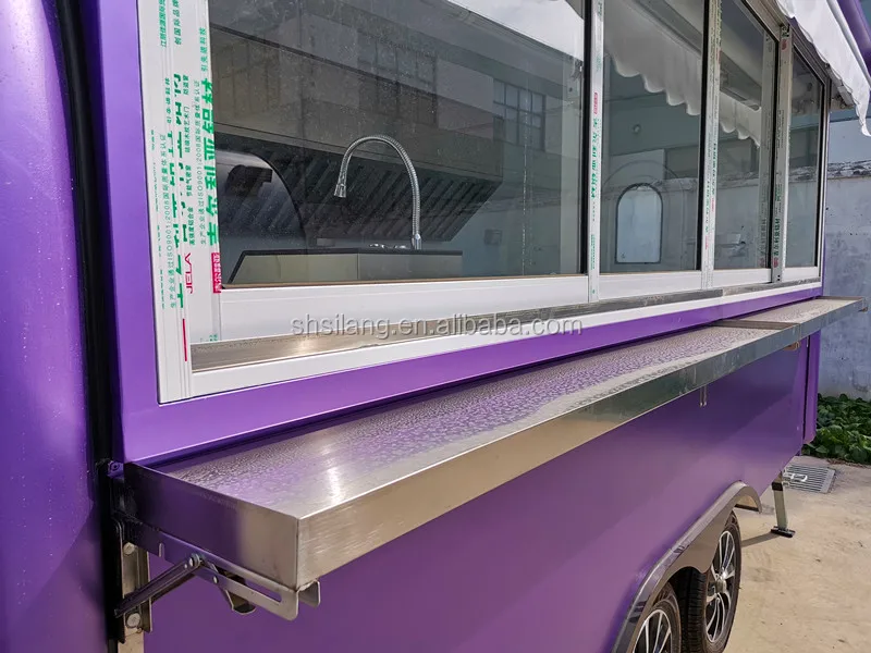 Purple customized high quality hot sale food trailer/ waffle pizza ice cream machine pizza hot dog camper food truck food cart factory