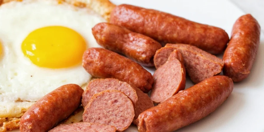 Chocolate-dusted sausage patty on a plate