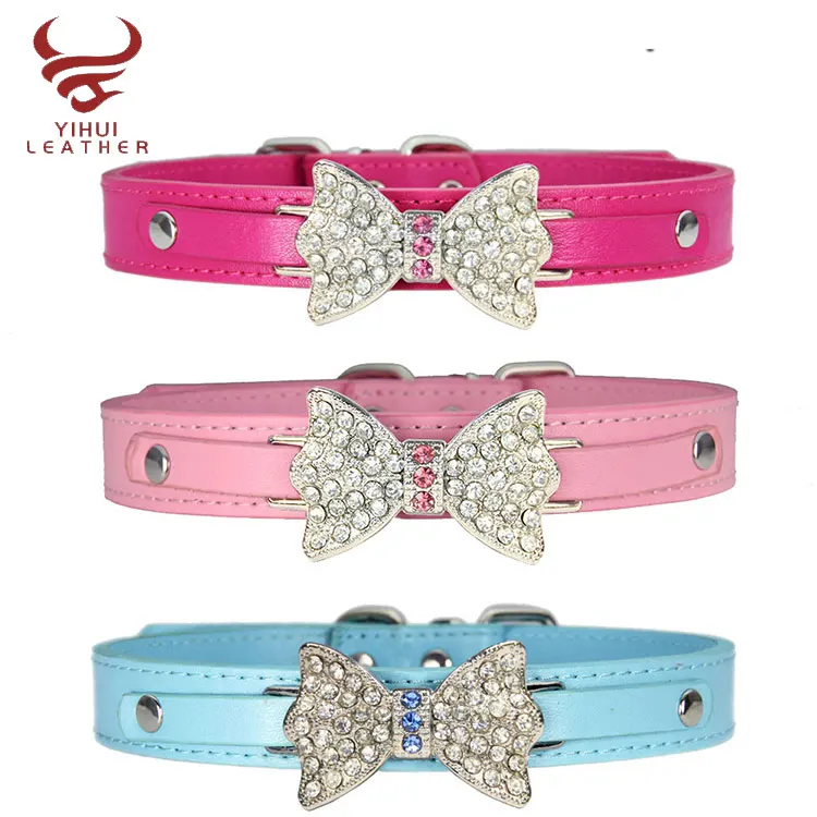 

Amazon Bling Pu Puppy Collar Walk Leash Lead Small Medium Dogs Belt Collars, Pink, blue, rose