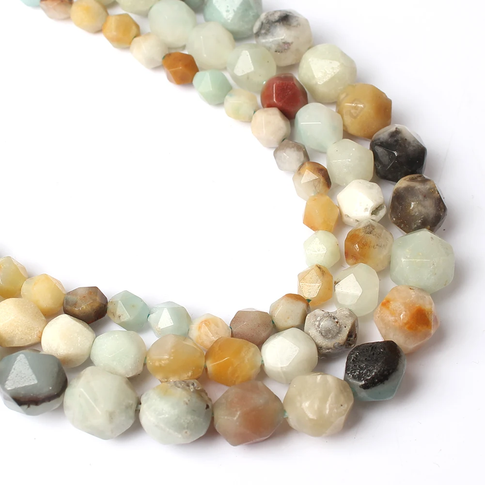 

Natural 15inches Multicolor Faceted Amazonite Beads Stone Loose Beads For Jewelry Making wholesale