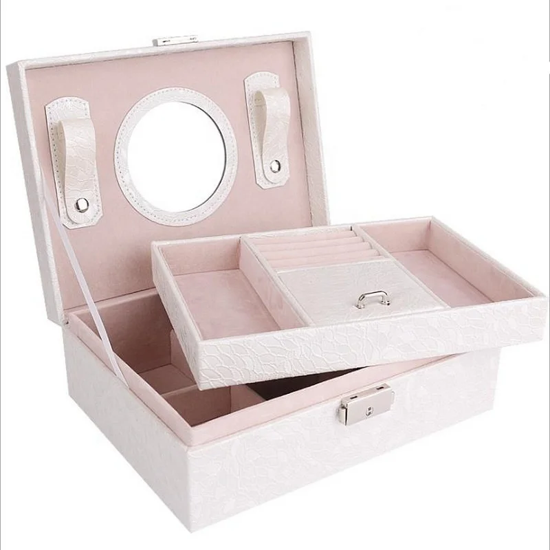 

Fashionable Multi functional Leather Traveling Jewelry Box Bridesmaid Portable Gift Jewelry Organizer Box, Customized