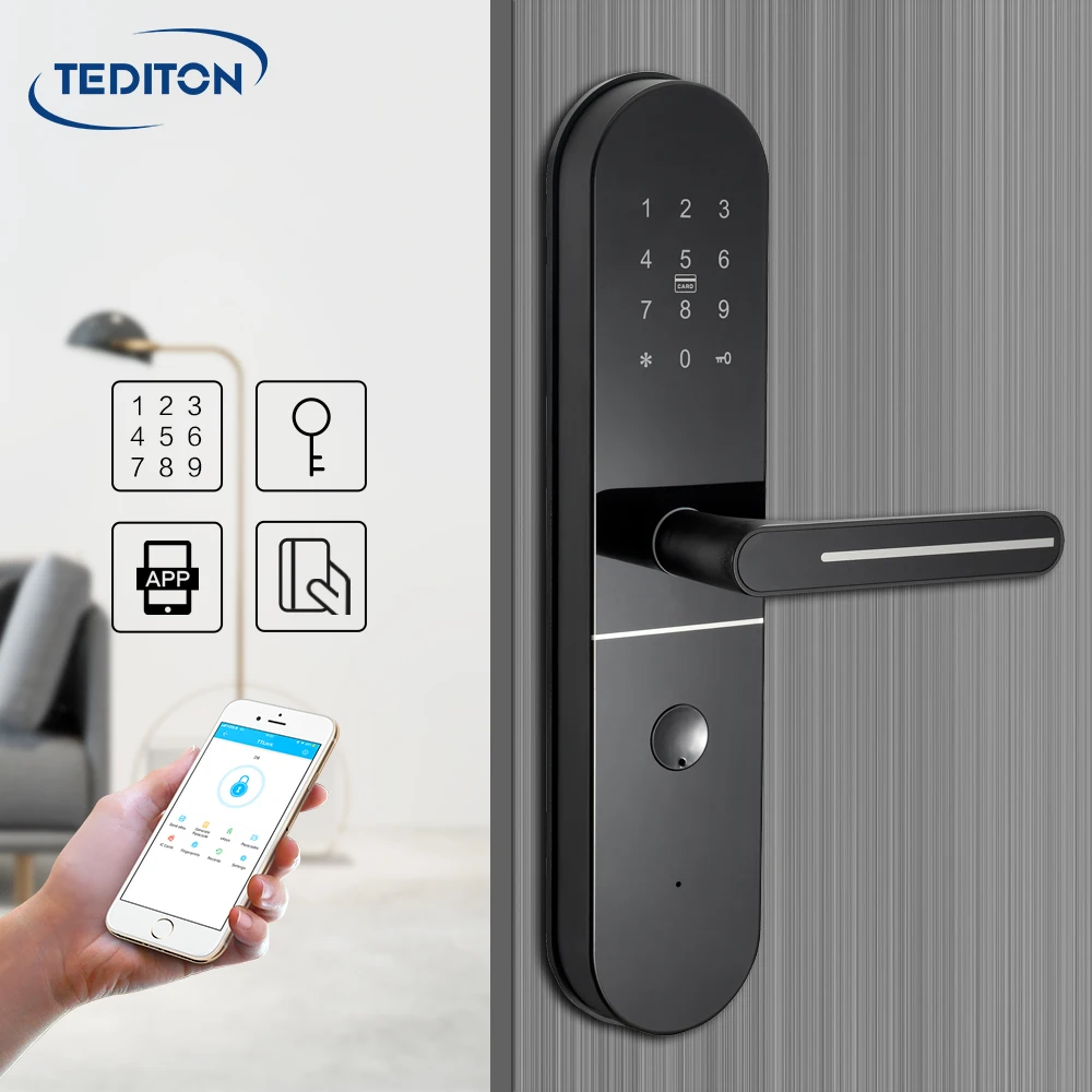 

OEM Smart Home APP Lock, App Keypad Digital Door Lock for Apartment with secure 6068 mortise, Black