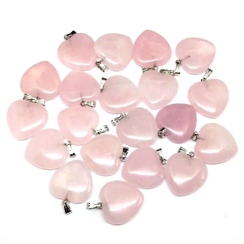 

Natural Stone Bead Heart Charm Pendants  For DIY Woman Girl Necklace Keychain Promotional Gifts Decoration, Pink green blue etc