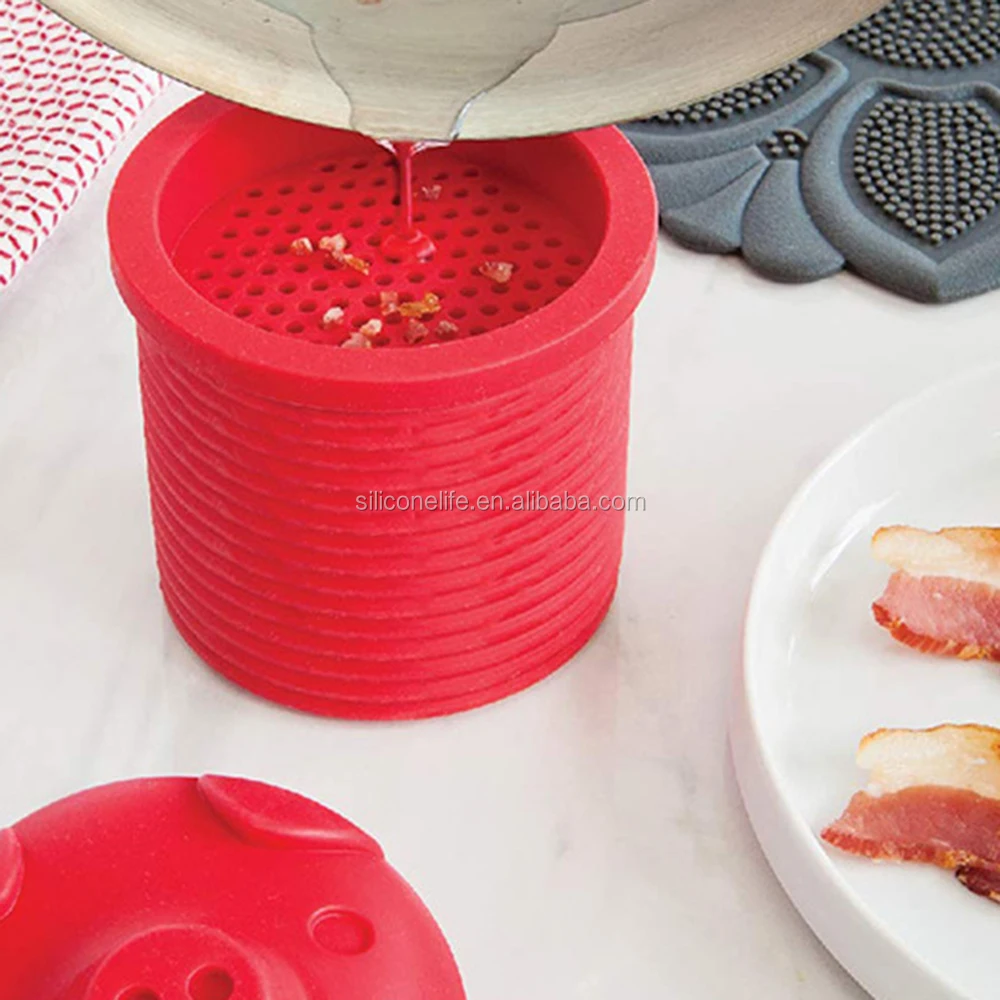 Bacon Grease Container With Strainer,Silicone Bacon Grease Collector ...