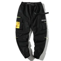 

New Spring Cotton Casual Streetwear Multi Pocket Black Men's Pants Cargo