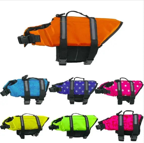 

Hotsale dog life jacket reflective and adjustable preserver vest with enhanced buoyancy and handle for dog swimming