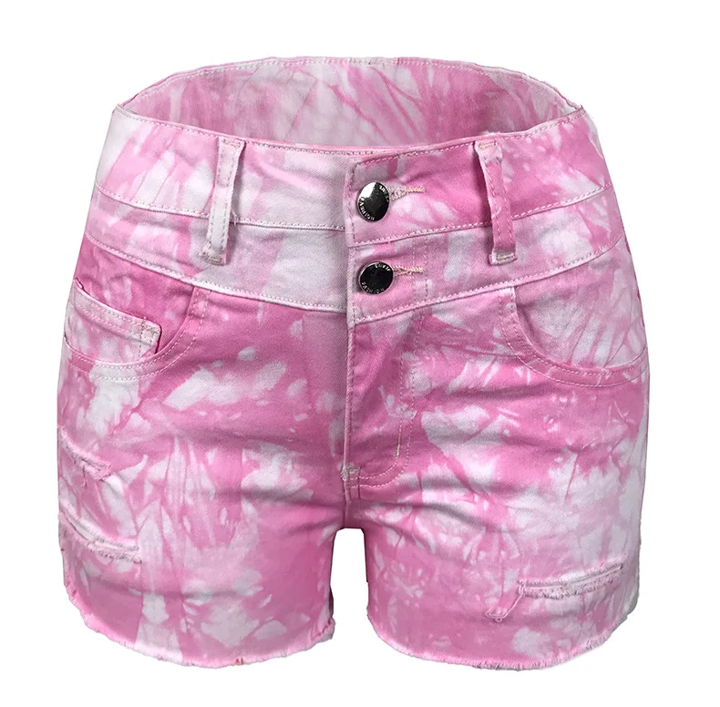 

Fashion Trend Tie-Dye Women's Shorts Summer Women's casual Clothing Biker Shorts Hole Slim Denim Shorts Jeans, Shown