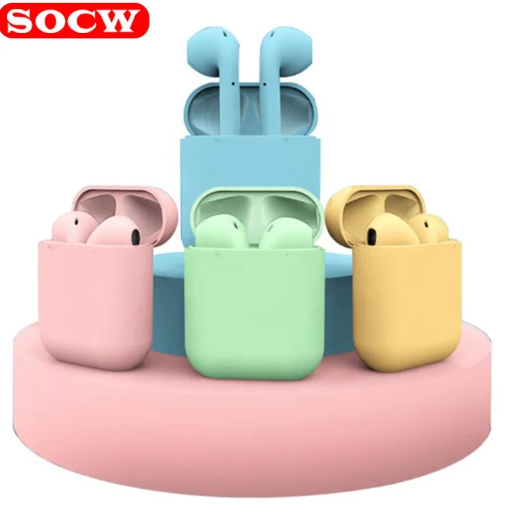 

SOCW 2021 latest tws twins i 12 wireless macaron earbuds noise cancelling earphones sports headphone, Colors customized