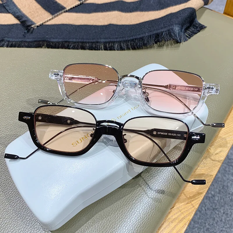 

2024 Custom Logo Wholesale Vintage Lunettes De Soleil Men Women Small Half-frame Brown Uv400 Metal Semi Rimless Sunglasses