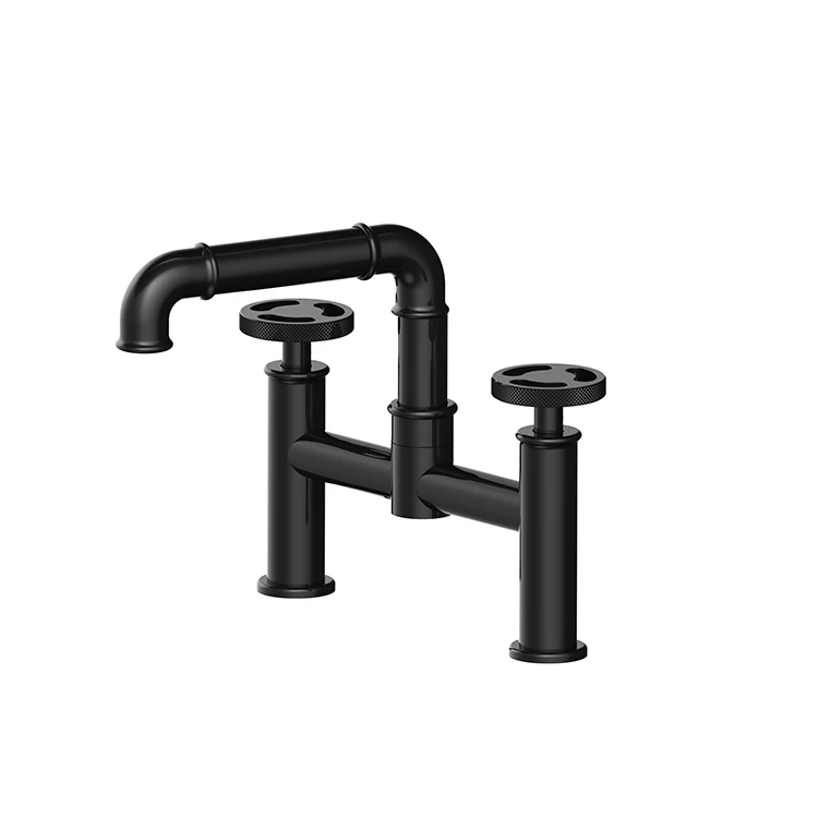 Matte Black Double Handle Water Mixer Industry Kitchen Faucet Sink Taps