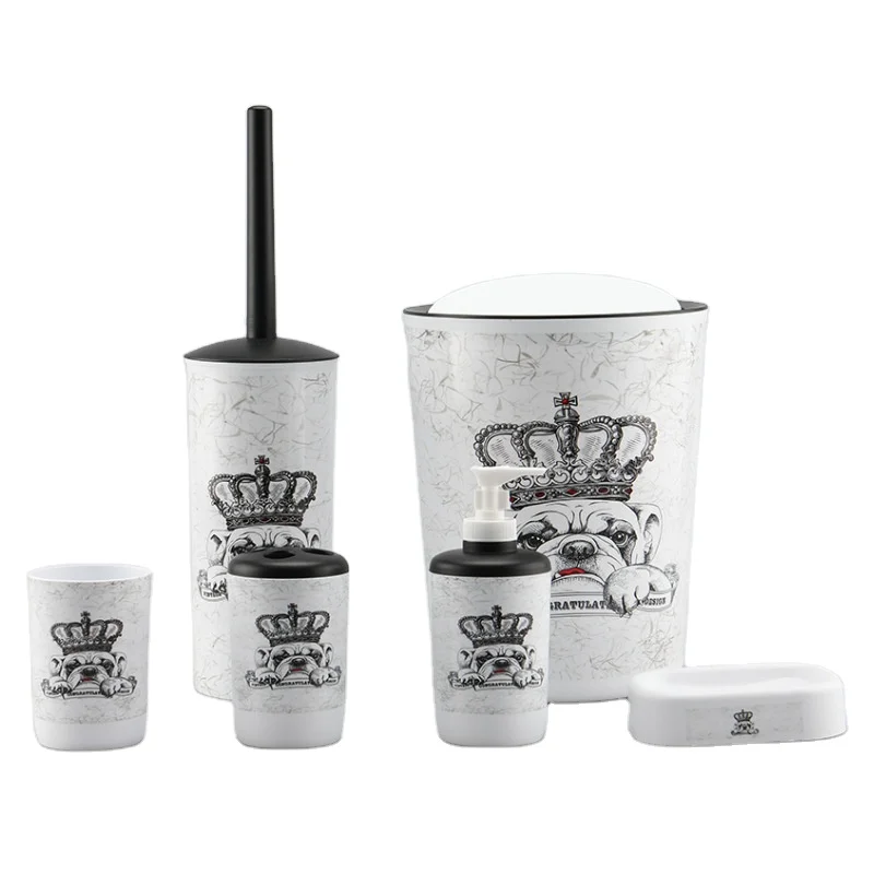 

Quality assurance various pattern custom printing shower bath Six Pieces Bathroom Accessory Set