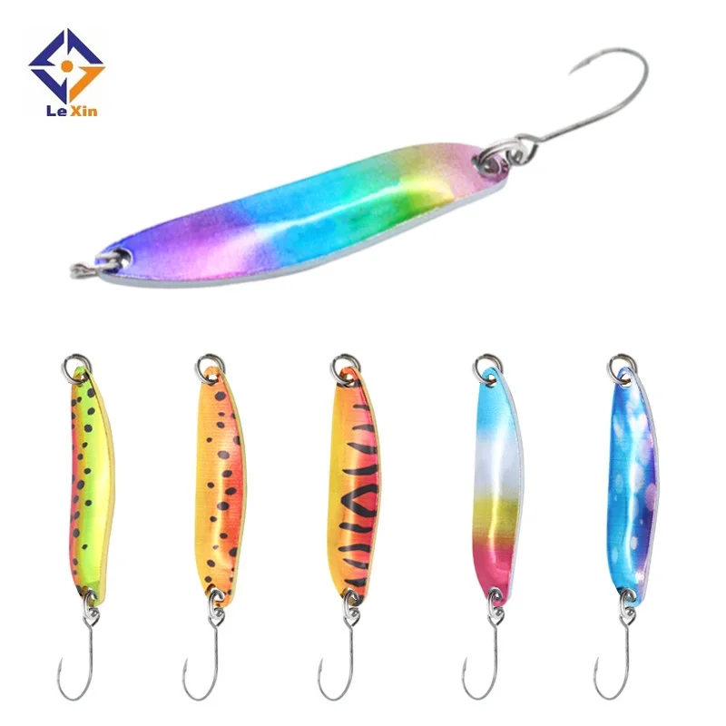 

3.5g 5g Metal Sequins Winter Sea Pesca Fishing Tackle Atrair Spoon Lure with Single hook for fishing lure, 8colors
