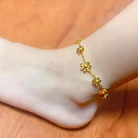 

Cross border hot selling anklet stainless steel niche high-end fresh flower trendy foot accessories anklets for women