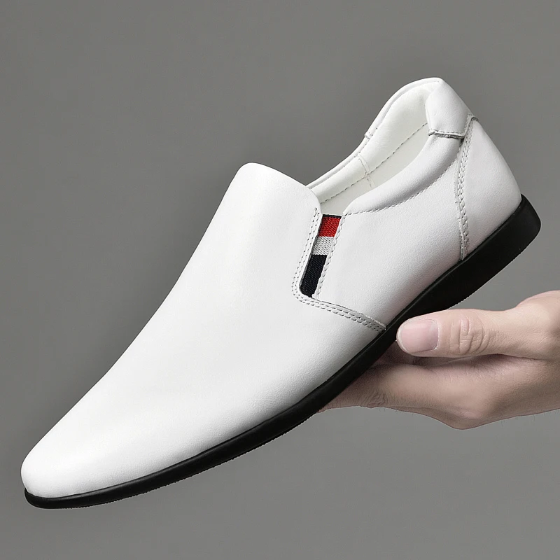 

Q16008 high quality men's casual white genuine leather shoes