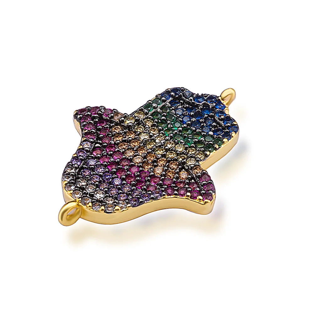 

Colorful Micro Pave CZ Hand Jewelry Connectors Charm Eye Spacer Bead For Women Bracelet DIY Jewelry