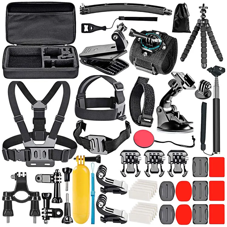 

50 In 1 Go pro Xiaoyi Action Camera Black Accessories Pack Package Bundle for gopro Hero 9 8 7 6 5 4 3, Black,welcome oem/odm