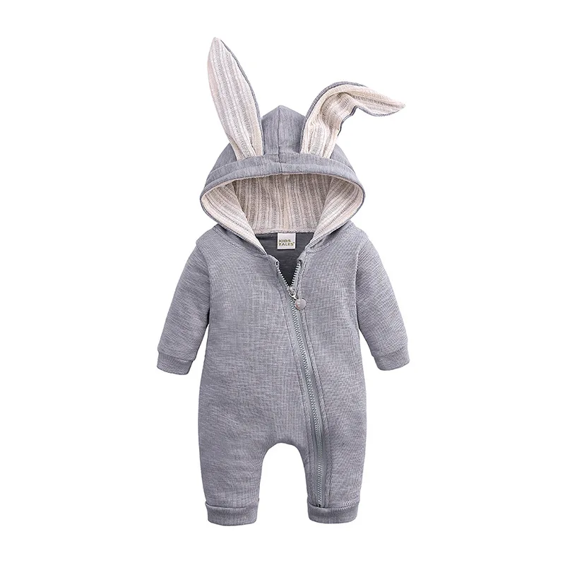 

ins wish Amazon hot sale baby children big ears rabbit one-piece hooded zipper romper suit, 5 colors