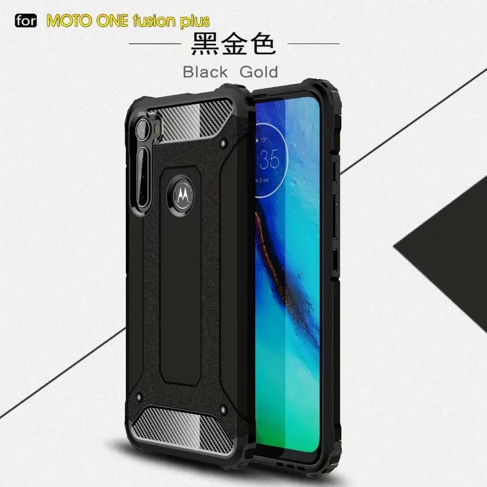 

Hybrid Rugged Shockproof Armor Silicone Case Cover For Motorola MOTO ONE fusion plus, As pictures