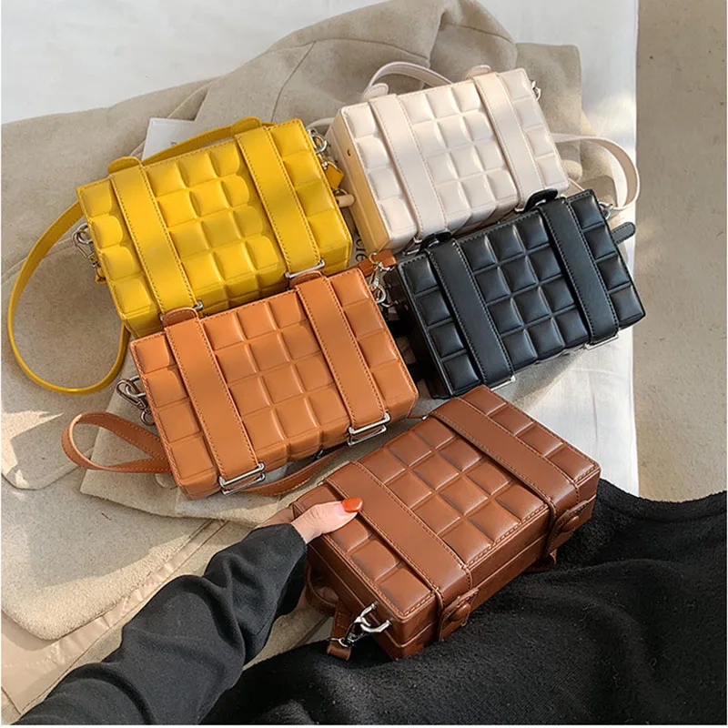 

Lattice Square Small Clutch PU Leather Crossbody Bags Box Purses and Handbags for Women