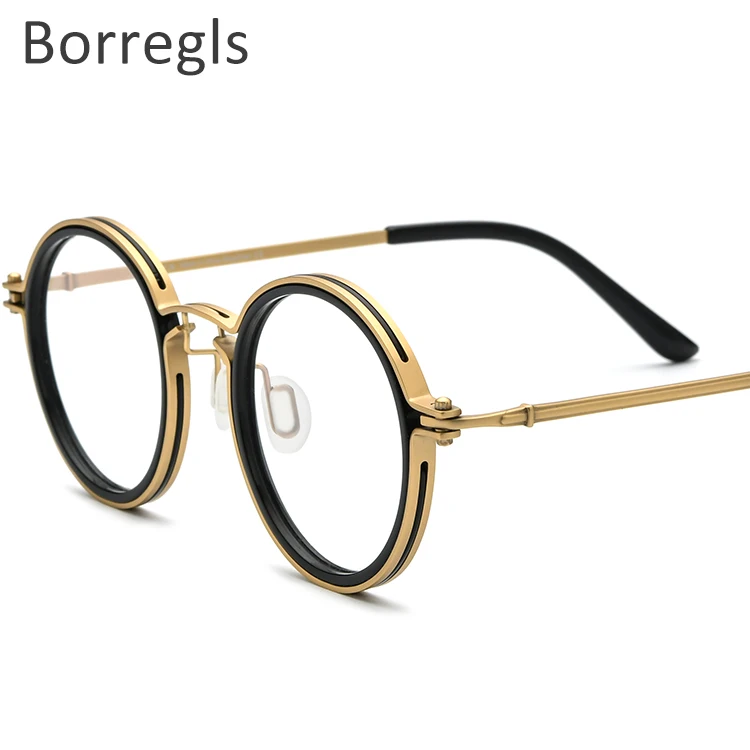 

Borregls Pure Titanium Optical Glasses Frame Women Vintage Round Prescription Retro Myopia Eyeglasses Men 185692