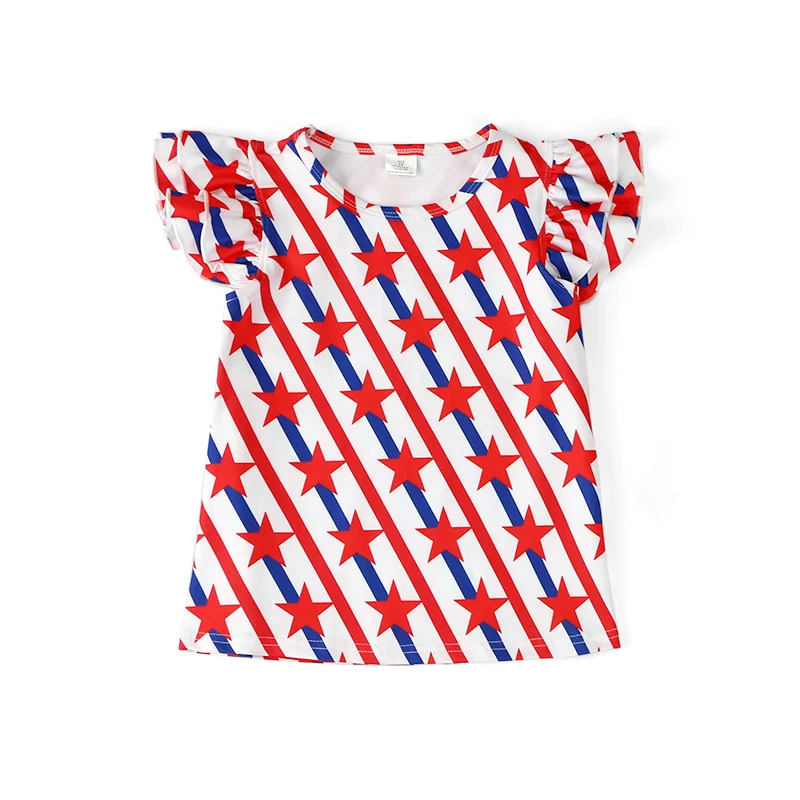 

Wholesale Summer Cool New Baby Short Sleeve Milk Silk Fabric Stars and Stripes Printed Infant T-shirt, Picture