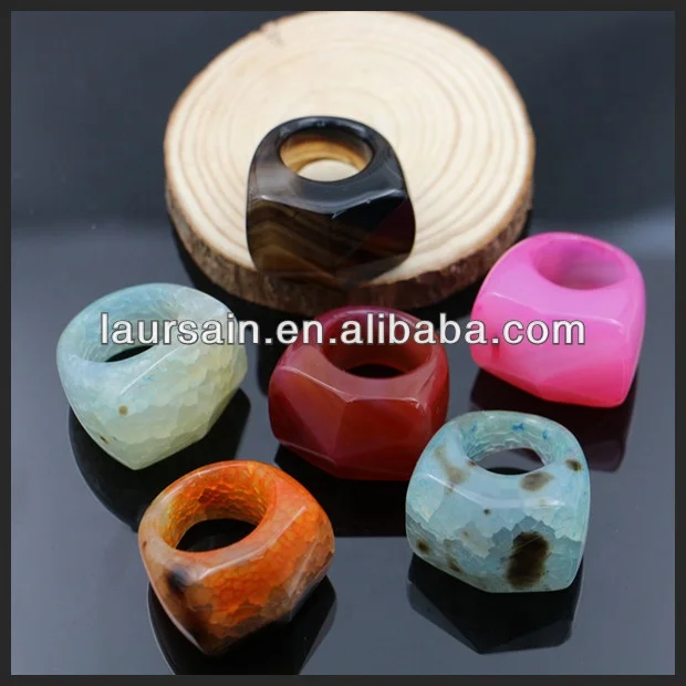 

LS-D298 Crazy HOT !!! Natural Gemstone Agate Rings, Assorted