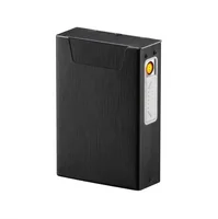

Cigarette Case Box with Electric Lighter, 20PCS Thin Cigarettes Holder Metal USB Rechargeable Electric Lighter for Whole Package