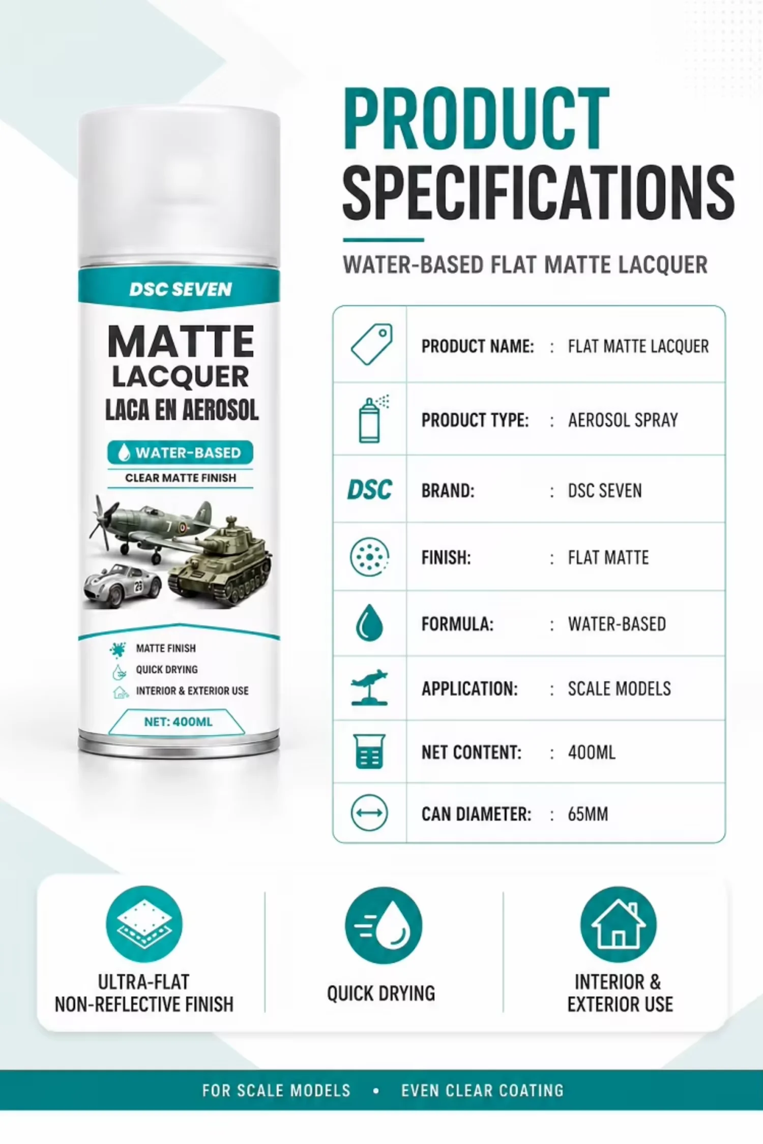 Matte Acrylic Top Coat Spray Gunpla Scale Model Cars Water Based Clear Aerosol Quick Dry Sealer Protect Paint Sealant