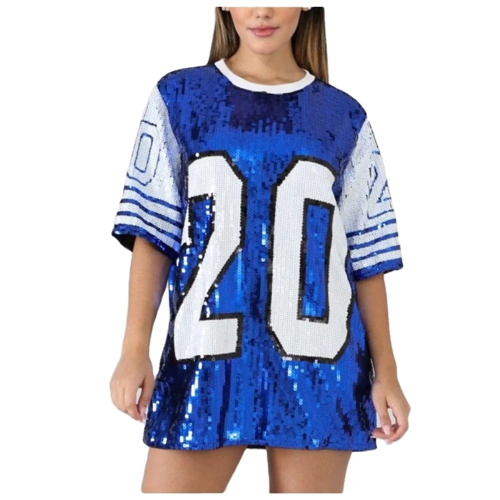 

Blue Sorority Stage Performance Clothing Zeta Phi Beta Number 20 T Shirt Dress Sequins T Shirt
