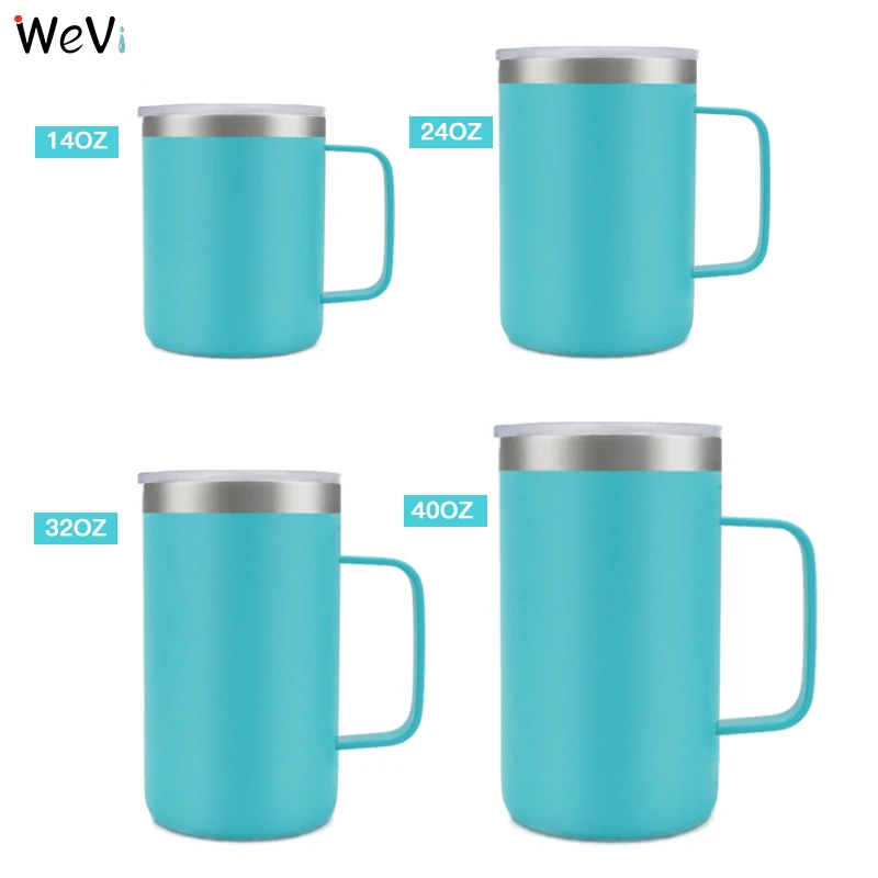 

WeVi 12oz 14oz vacuum insulated stainless steel coffee travel coffee mug with custom logo, Blue,pink,black