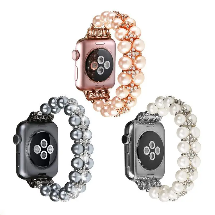 

38 40 mm/42 44 mm Luxurious women handmade pearl beaded apple watch strap for Iwatch series 2 3 4 5 6