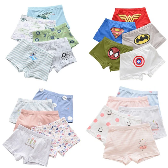 

Spring, summer, autumn and winter 100% cotton baby boy underwear shorts comfortable kid girl cartoon underwear a pack of five