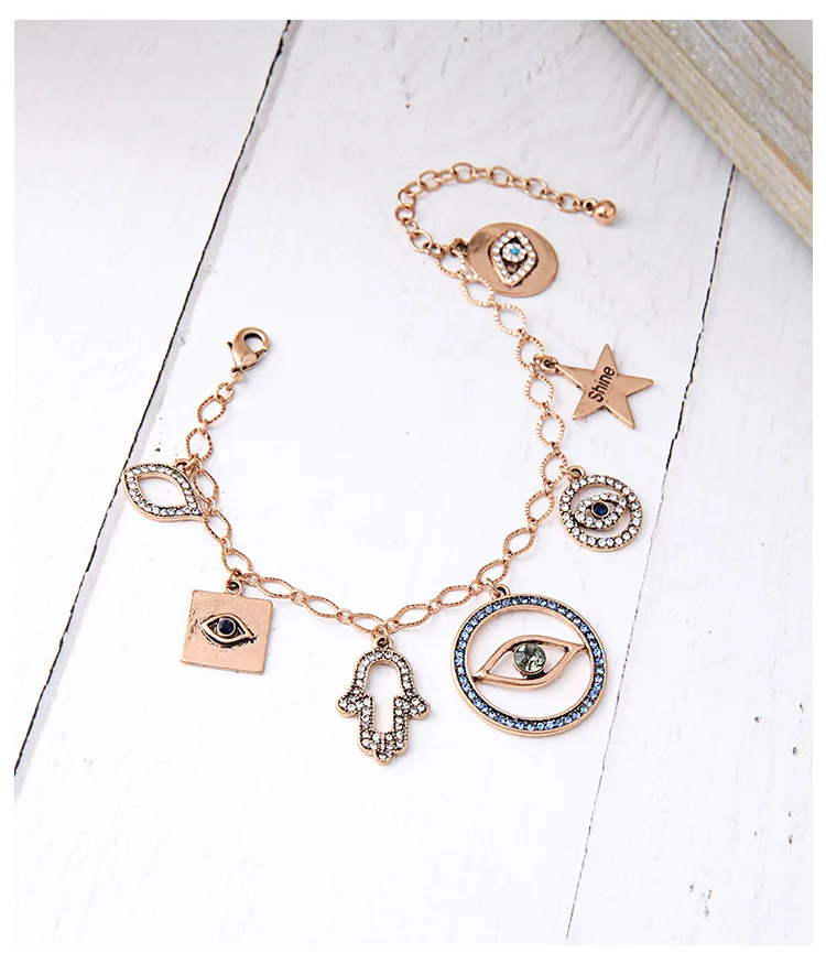

Hot sale evil eye charm bracelet Devil eye star pendant bracelet for women, As picture