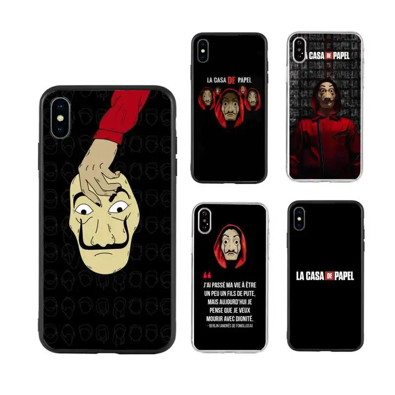 

La Casa De Papel Money Heist Phone Case Cover Shell For iPhone 11Pro 5S SE 6 6S Plus 7 8 8Plus XS MAX XR Soft Silicone Phone Bag