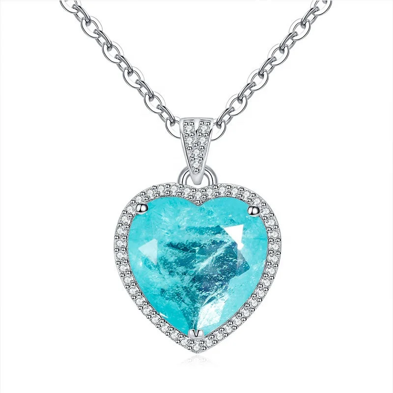 

Heart-shaped Lab Created Fine Classic Pendant Necklace For Women Jewelry Gifts, Customized color