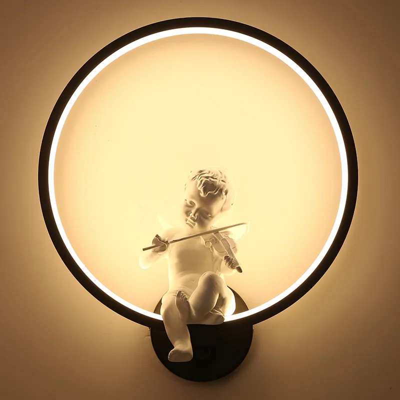 Creative Fancy Led Wall Light Modern Art Round Angel Wall Mounted Light For Living Room Bedroom Lamp sconce Indoor Home Lighting