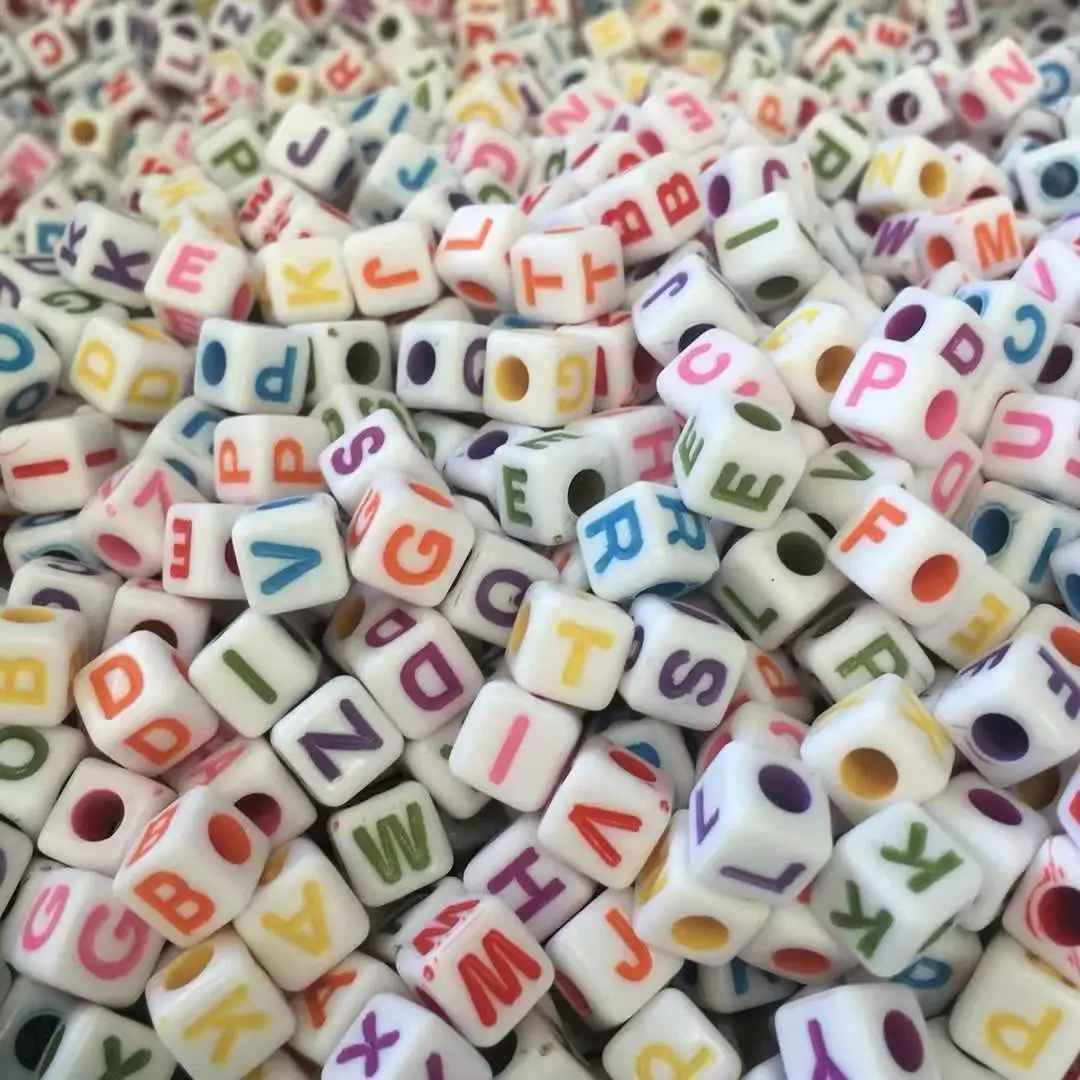 

Fashion diy 6*6MM Multicolor Acrylic English Letter Beads