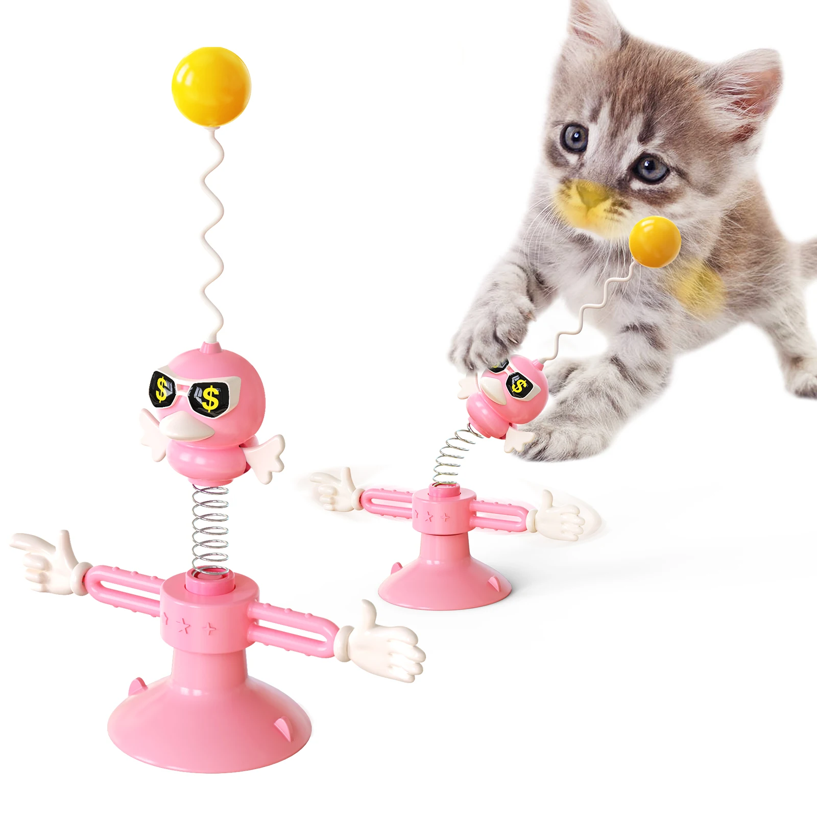 

Amazon hot pet suckers toy springs teaser cat stick interactive Teasing toy with Suction Cup, Picture shows