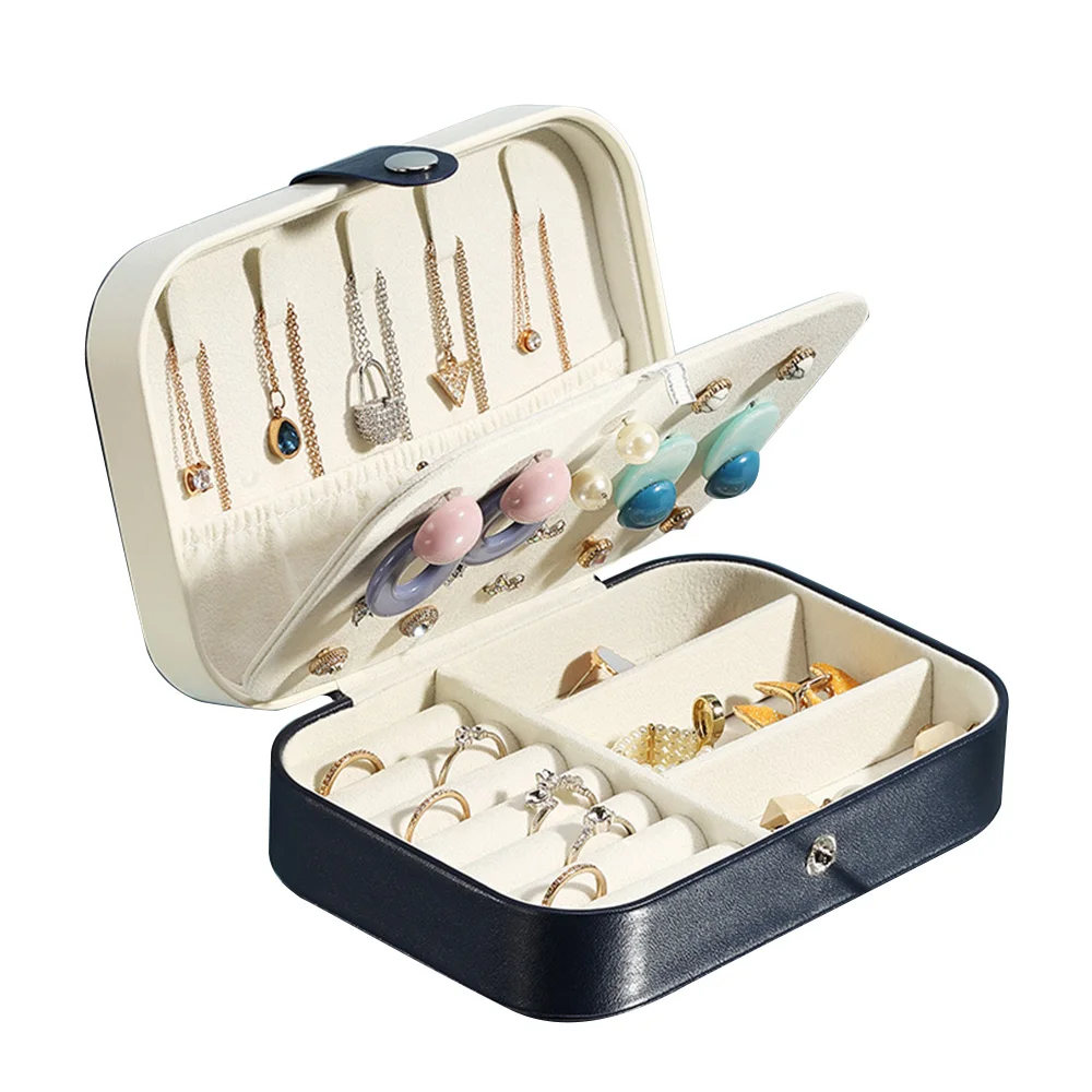 

Wholesale Earrings Necklace Jewellery Boxes Organizer Velvet Leather Earrings Ring Case Small Travel Jewelry Storage Box, Pink, black, pearl-white