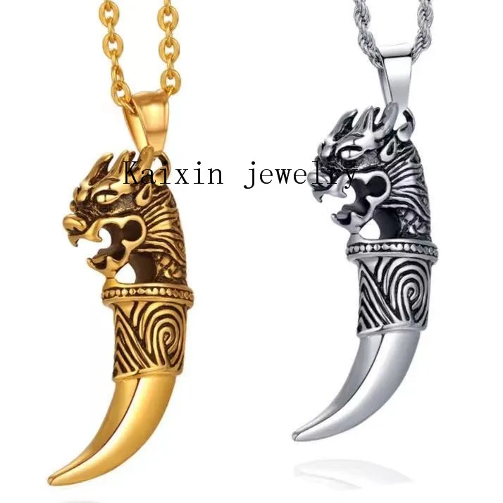 

Stainless steel domineering Langya head pendant men's personality necklace jewelry wholesale