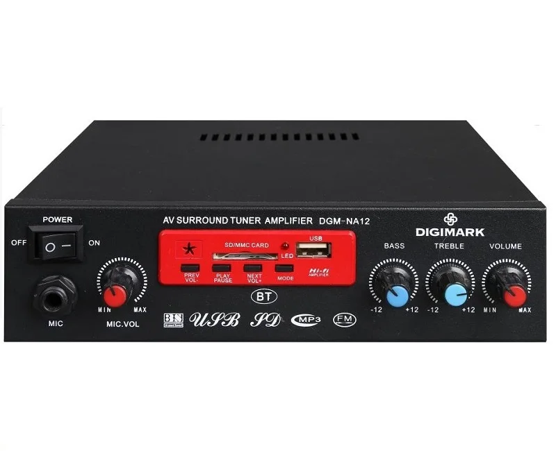 

NA-12 amplifier 2*40w with USB/SD/FM Radio Home audio for mic, Black