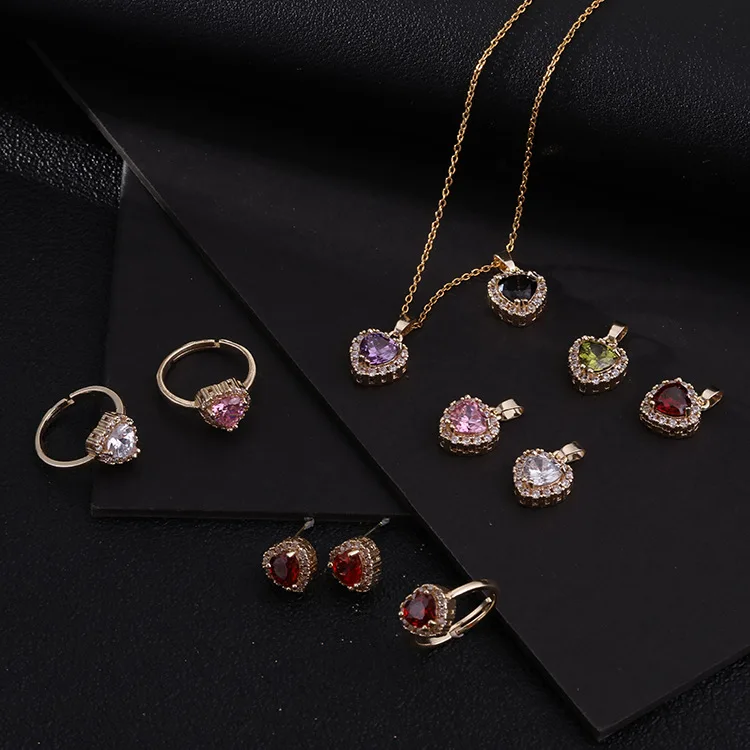 

Kolye High Quality Valentine's Jewelry Sets zircon heart Jewelry Set SL-JSC031