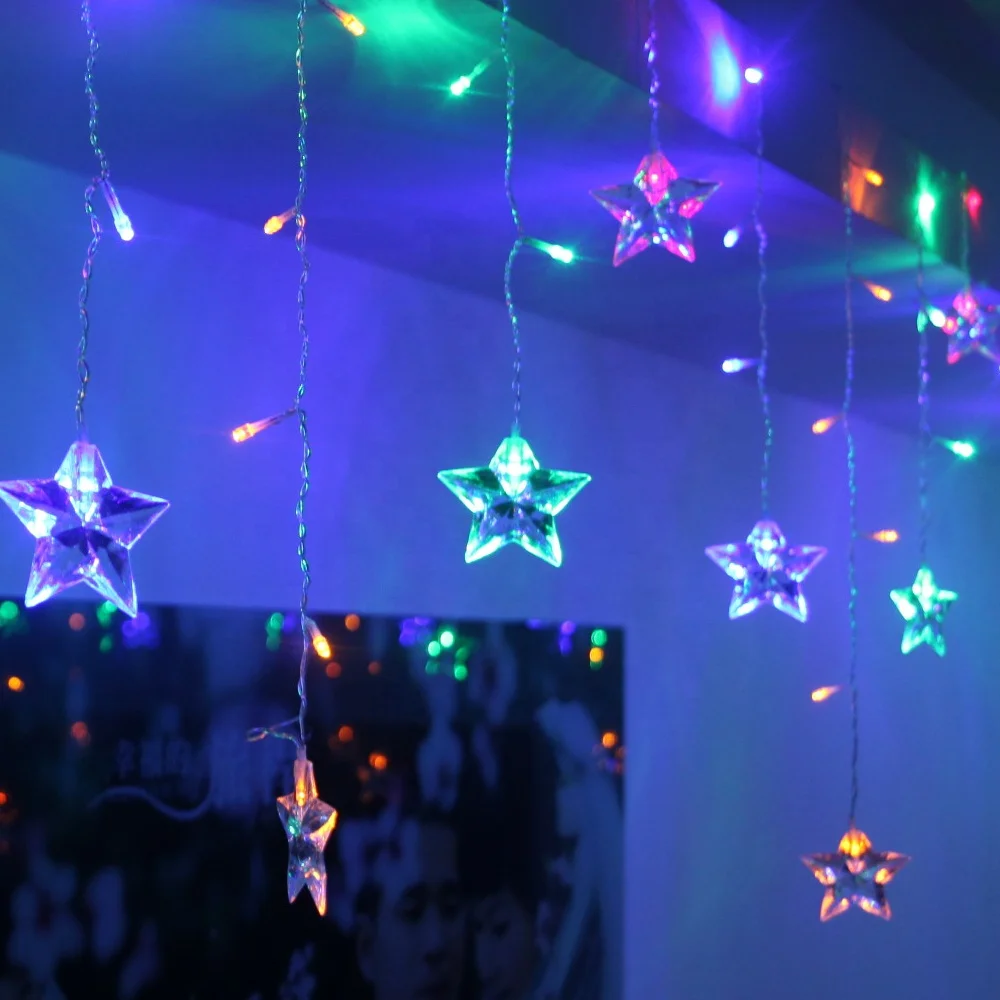 Star Curtain Lights 2M X 1M 104 Leds Icicle Window Fairy String Light for Wedding Party Christmas Decoration Lighting