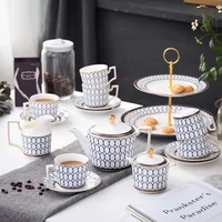 

European ceramic bone china coffee cup set afternoon tea teapot set with tray