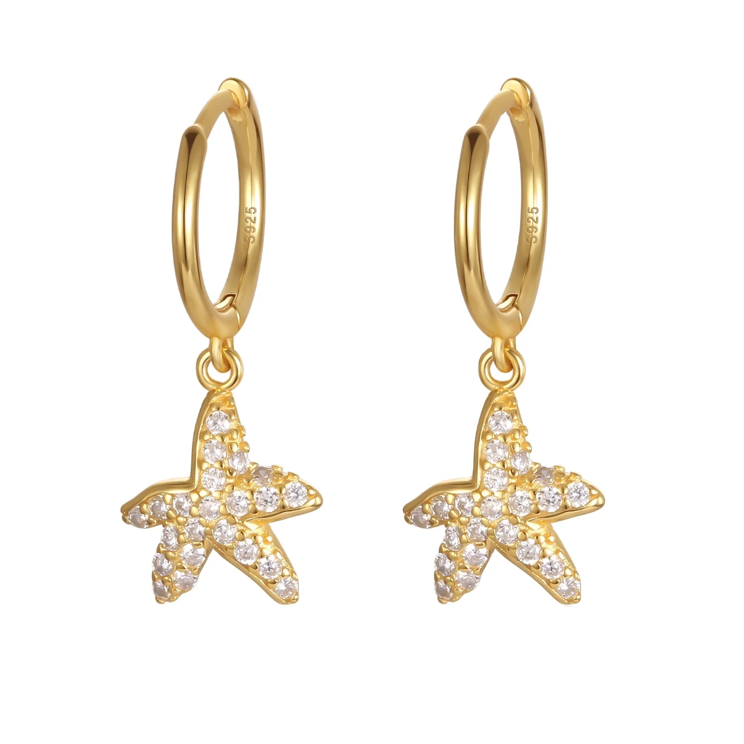 2024 Fashion 925 Sterling Silver Summer Beach Sea Starfish Shape Hoop Earrings Jewelry for Women Dropshipping Jewelry