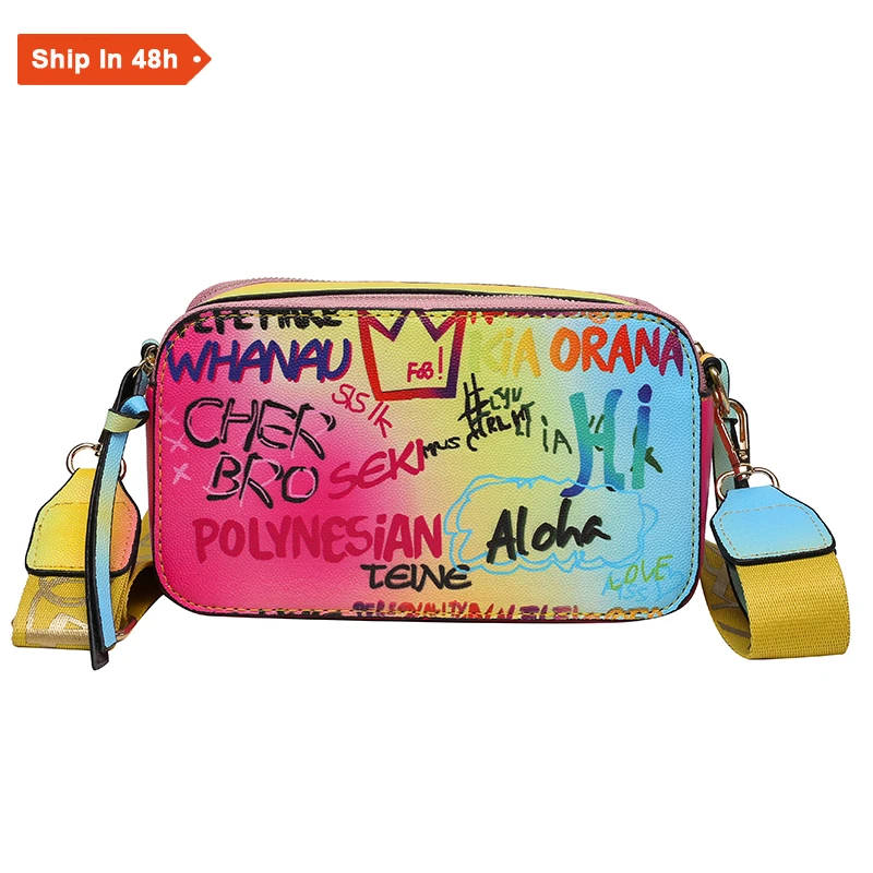 

Graffiti bags 2021 trendy designer handbags famous brands chain purses graffiti printed crossbody shoulder bags